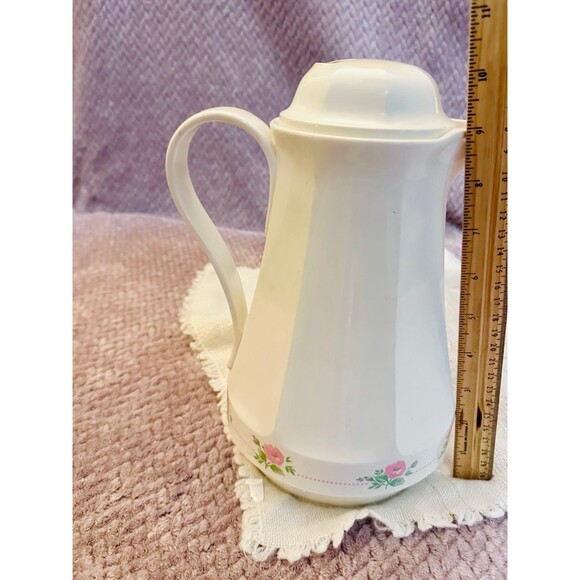Vintage Christa Coffee Carafe Pink Glass Liner Floral Thermos 32oz West Germany - Picture 12 of 12